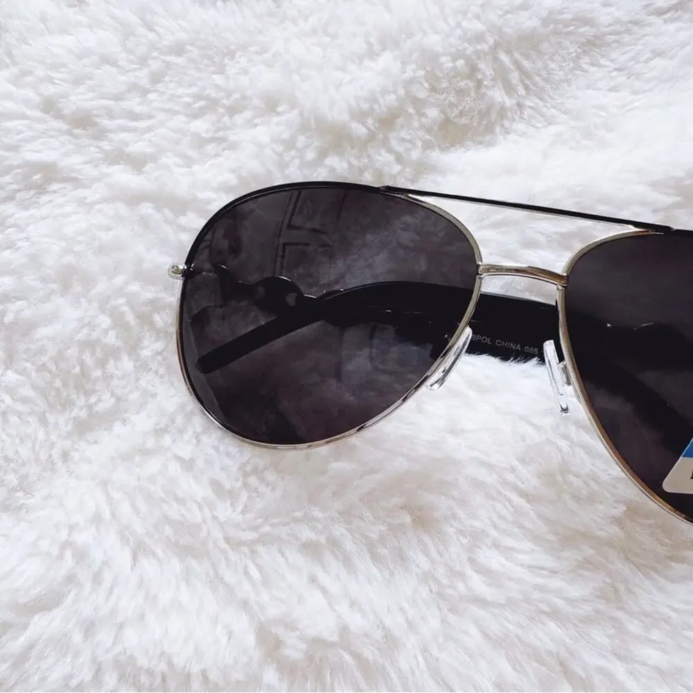 Brock Black Sleek Aviator Sunglasses